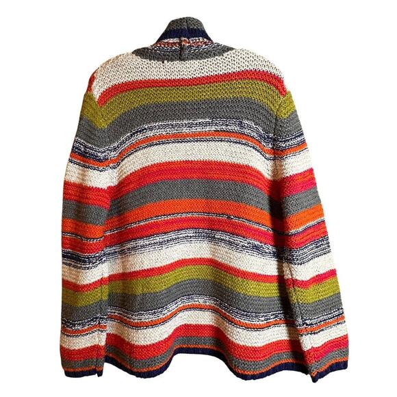 Habitat Oversized Rustic Stripes Chunky Cardigan Sweater Women Sz S Art to Wear - Picture 3 of 16